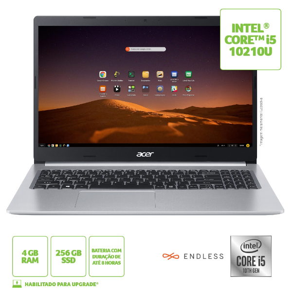 Imagem de Notebook Acer 15,6" Fhd/ A515-54-5526/ I5-10210u/ 4gb/ 256gb Ssd/ Linux