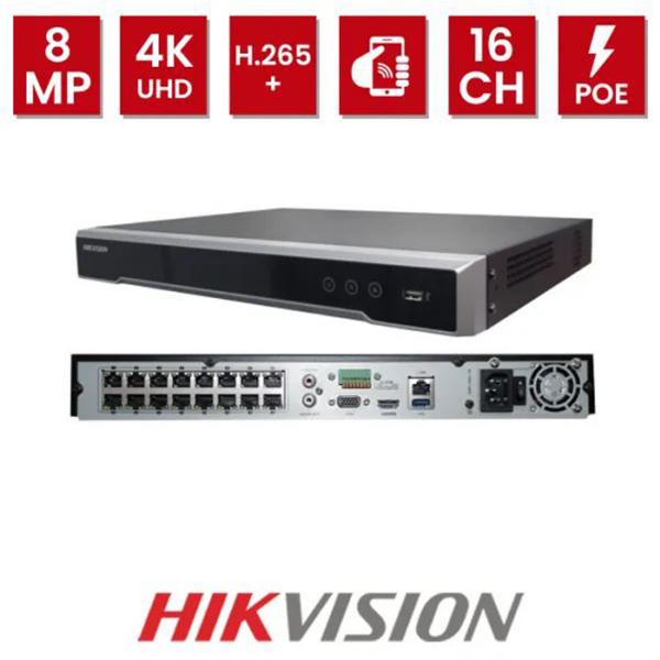 Imagem de Nvr 4k 8mp 8 Canais Poe H.265 160mbps 2 Sata S/Hd Ds-7608ni-K2/8p Hikvision