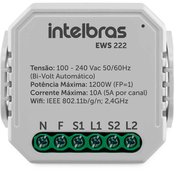 Imagem de Interruptor Controlador De Cargas Wi-Fi 2/2 Intelbras Ews 222 4850006