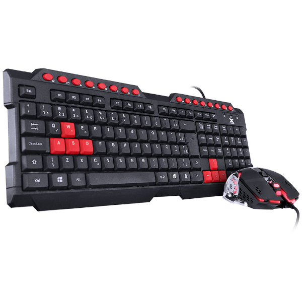 Imagem de Kit Teclado E Mouse Gamer Vinik Grifo Com Fio Led Vermelho - Vgc-01v