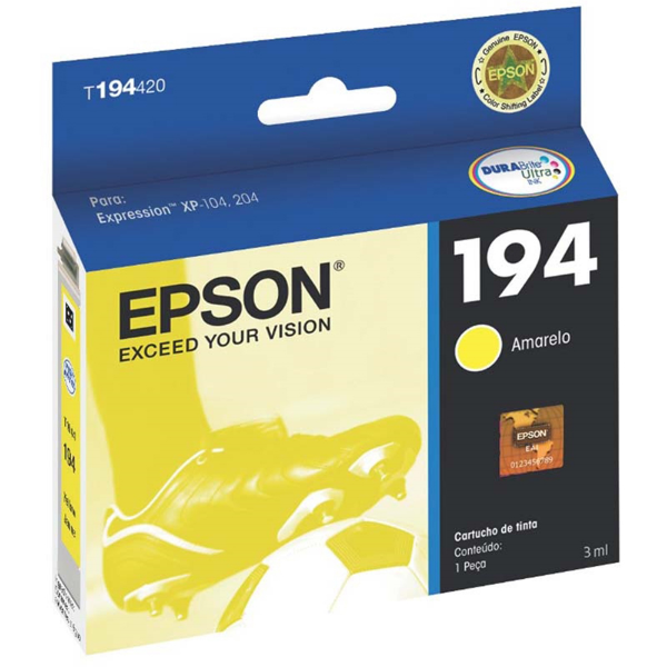 Imagem de Cartucho T194420br Epson Amarel Durabrite Ultra Xp 204 Xp214