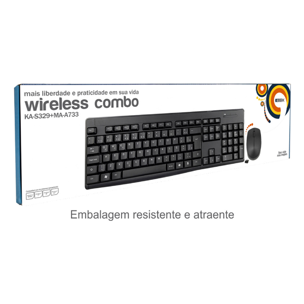 Imagem de Kit Mouse E Teclado K-Mex Ka-S329+Ma-A733 Sem Fio Preto