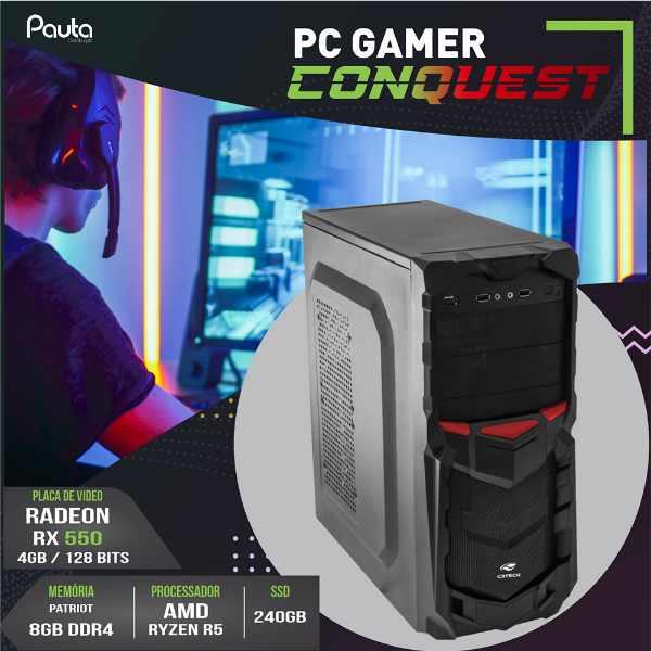 Imagem de Pc Pauta Gamer Conquest R5-3500/ 8gb/ 240gb Ssd/ Freedos/ Radeon Rx 550 4gb Ddr5