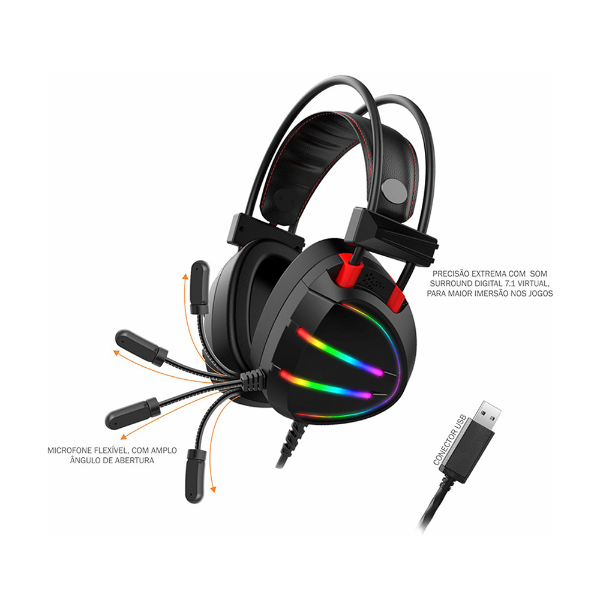 Imagem de Fone De Ouvido Gamer Headset Gamer Kmex Ar70 Usb Preto