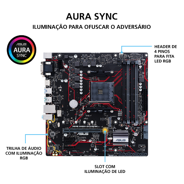 Imagem de Gamer Placa Mae Amd Asus Prime B450m Gamingbr Ddr4 Am4