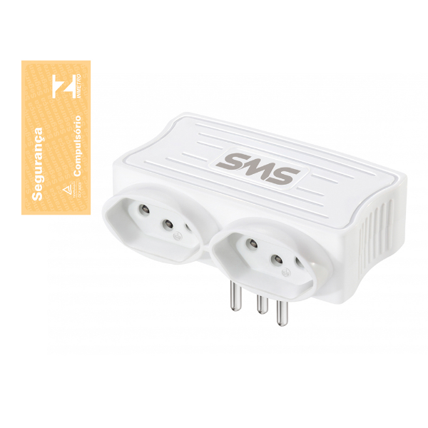 Imagem de Carregador Sms 62333 Bivolt 2t 10a + 2 Usb Branco Blister