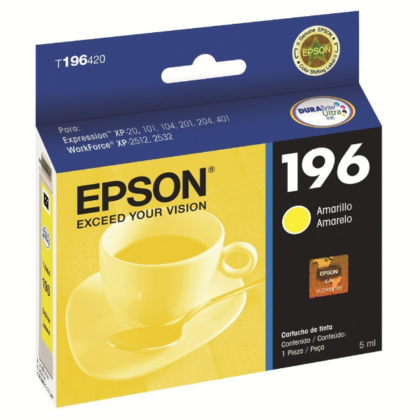 Imagem de Cartucho T196420br Epson Amarelo Durabrite Ultr Xp204 Xp401