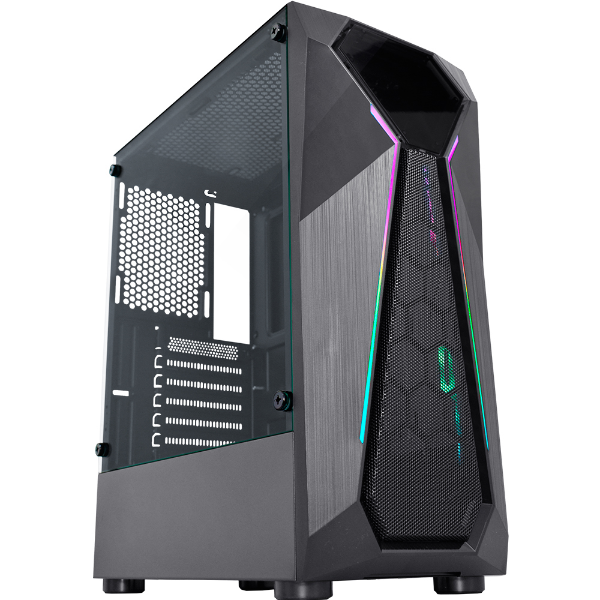 Imagem de Gabinete Gamer K-Mex Warlock Cg-A1d4 Fita Led Rgb Preto - Cga1d4rh0010b0x