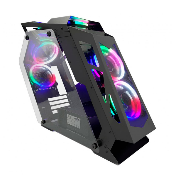 Imagem de Gabinete Gamer Pixxo Gs Preto Rgb C/ Fans Lateral Vidro - Htlk6s05r6