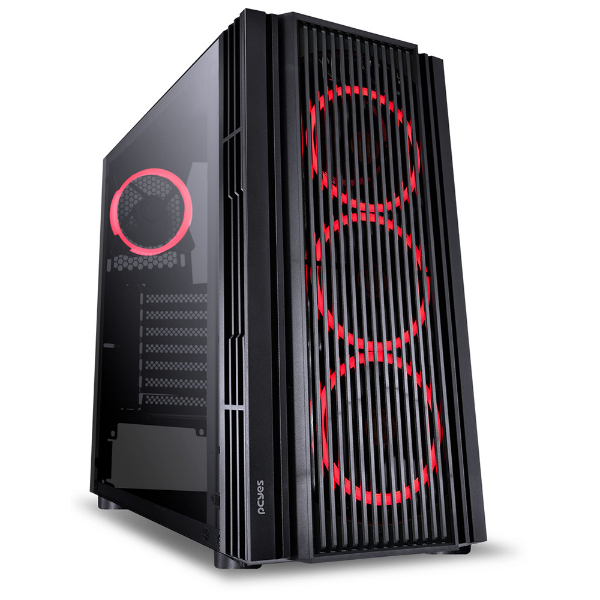 Imagem de Gabinete Desktop Mid Tower Atmos Fans Led Red Preto