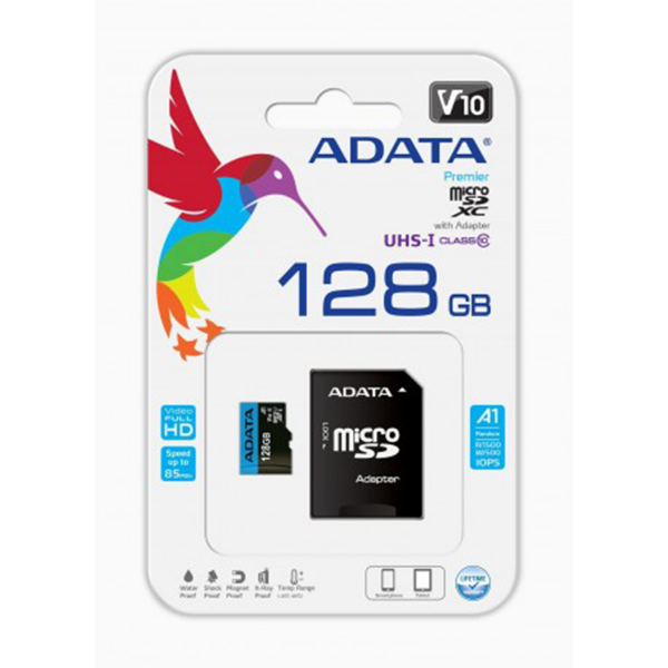 Imagem de Cartao De Memoria Sd Adata Class 10uhs-I 128gb (Micro + Adaptador) Ausdx128guicl10a1-Ra1