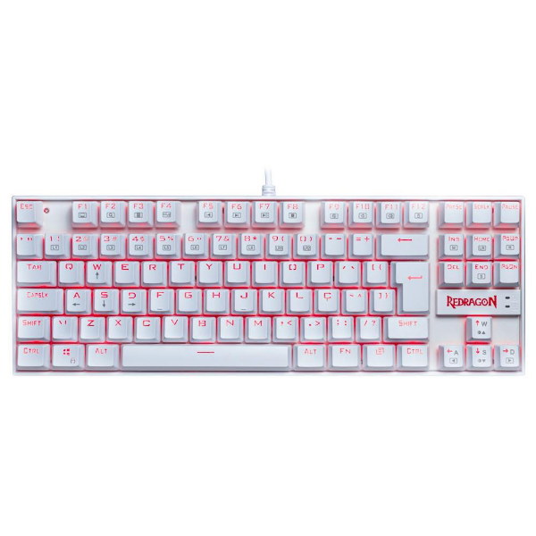 Imagem de Teclado Mecanico Redragon Kumara K552w-2 Single Color Branco/Vermelho