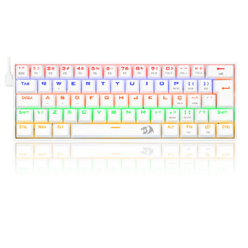Mostrar detalhes de Teclado Gamer Redragon Lakshmi Rainbow Branco Switch Azul - K606w-R Imagem de Teclado Gamer Redragon Lakshmi Rainbow Branco Switch Azul - K606w-R