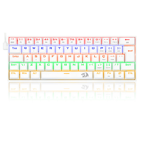 Imagem de Teclado Gamer Redragon Lakshmi Rainbow Branco Switch Azul - K606w-R