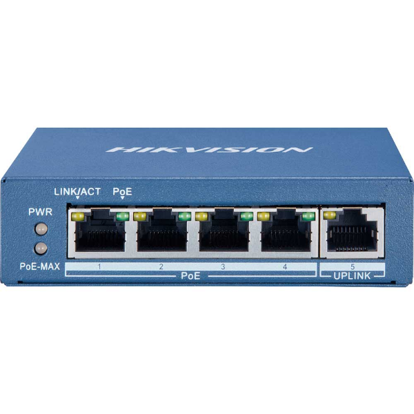 Imagem de Switch Hikvision Ds-3e0505p-E/M 5 Portas Gigabit 4 Poe Ativo 1 Uplink 802.3af/At Nao Gerenciavel