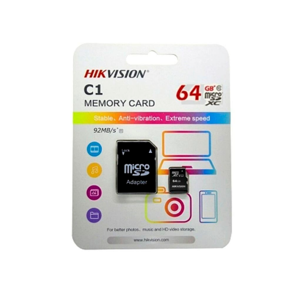 Imagem de Cartao De Memoria Sd Hikvision Class 10uhs-I 64gb Micro+Adaptador - Hs-Tf-C1/64g/Adapter