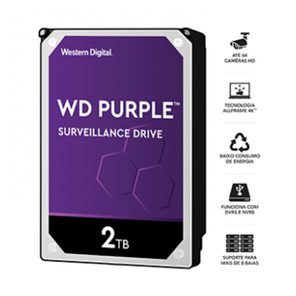 Imagem de Hd Wd Purple Surveillance 2tb 3.5" - Wd22purz
