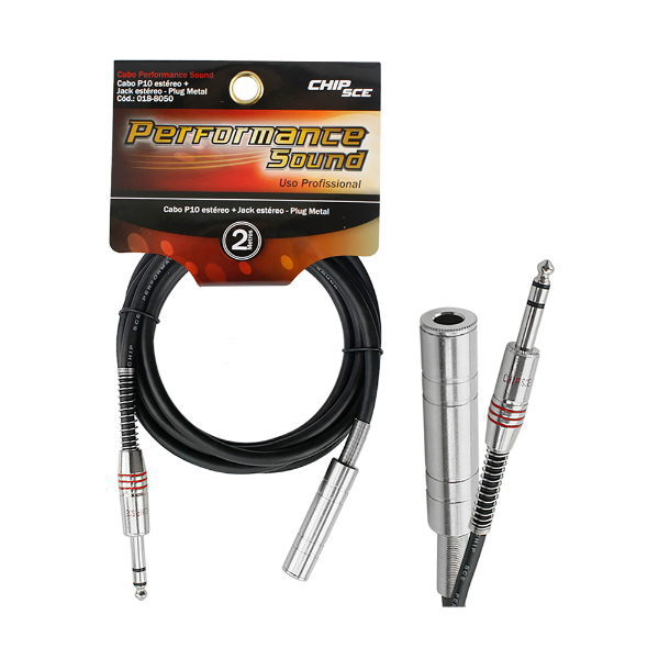 Imagem de Cabo Performance Sound P10 Ext Estereo J10 Estereo 2mt Metal