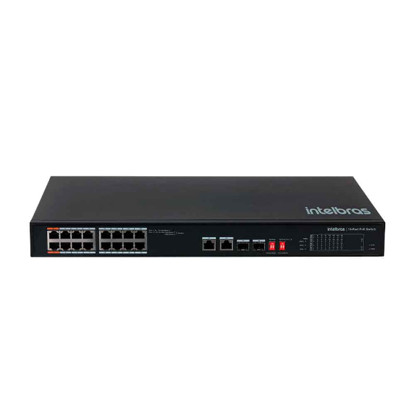 Imagem de Switch Intelbras SF 1822 Hi-PoE, 16P Fast Ethernet, 2P Gigabit, 2P SFP - 4760070