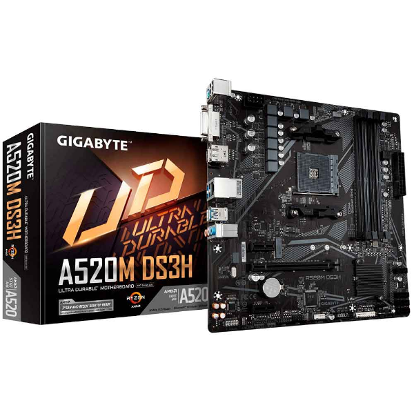 Imagem de Placa Mae Gigabyte A520M DS3H R1.3, DDR4, AM4, Micro ATX