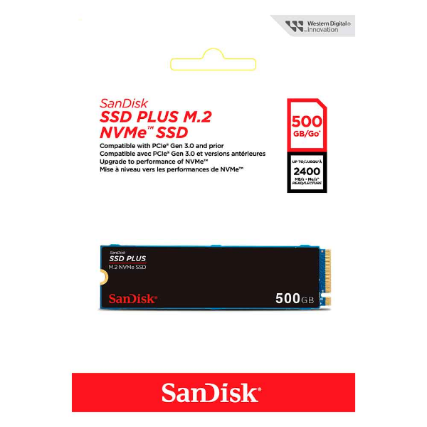 Imagem de SSD Sandisk PLUS, 500GB, M.2 2280, PCIe Gen3, NVMe - SDSSDA3N-500G-G26