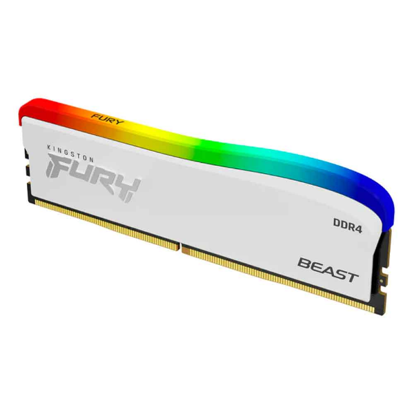 Imagem de Memoria Kingston Fury Beast RGB White, 8GB, DDR4, 3200MHz, 1.35V, Desktop - KF432C16BWA/8
