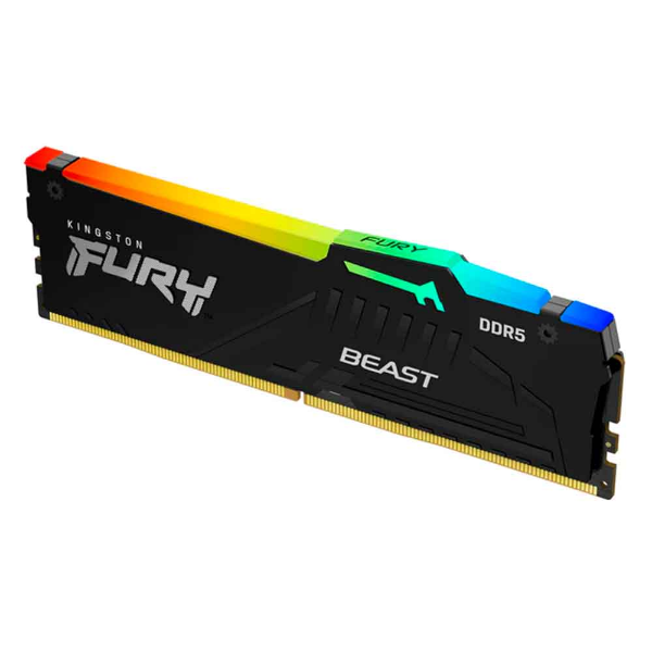 Imagem de Memoria Kingston Fury Beast RGB Black, 16GB, DDR5, 5600MT/s, 1.25V, Desktop - KF556C40BBA-16