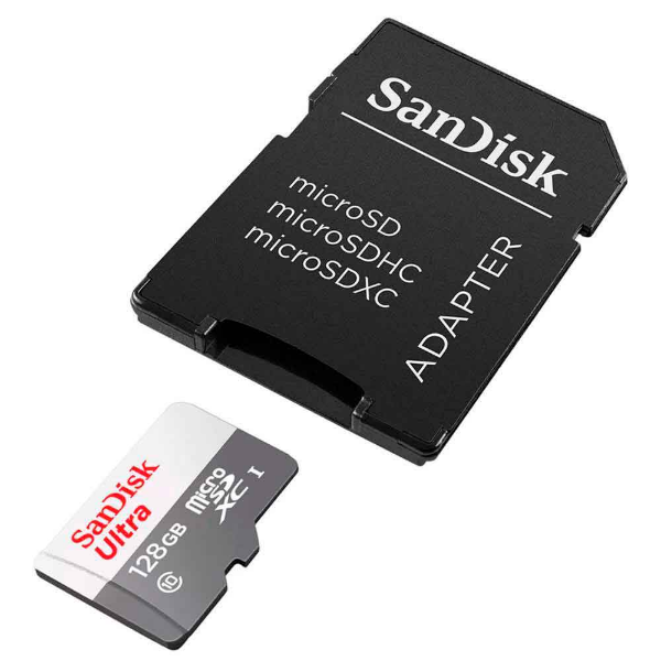 Imagem de CARTAO DE MEMORIA SANDISK MICROSDHC 128GB CLASS 10 + ADAPTADOR- SDSQUNR-128G-GN3MA