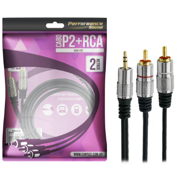 Mostrar detalhes de Cabo P2 Cabo Audio Estereo P2 X2rca 2mts Imagem de Cabo P2 Cabo Audio Estereo P2 X2rca 2mts