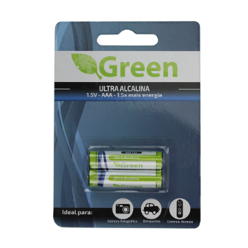 Mostrar detalhes de Pilha Pilha Alcalina Ultra Aaa Lr03 Blister 2pcs Green Imagem de Pilha Pilha Alcalina Ultra Aaa Lr03 Blister 2pcs Green