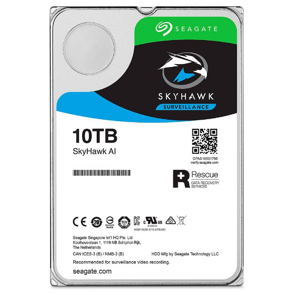 Imagem de HD Interno Seagate SkyHawk AI 10TB para Vigilancia, 7200RPM, 256MB, SATA 6GB/s - ST10000VE001