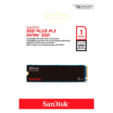 Mostrar detalhes de SSD Sandisk PLUS, 1TB, M.2 2280, PCIe Gen3, NVMe - SDSSDA3N-1T00-G26 Imagem de SSD Sandisk PLUS, 1TB, M.2 2280, PCIe Gen3, NVMe - SDSSDA3N-1T00-G26