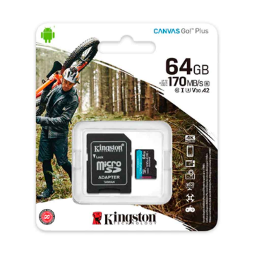 Mostrar detalhes de CARTAO DE MEMORIA SD KINGSTON CANVAS GO PLUS CLASS 10UHS-I 64GB MICRO+ADAPTADOR - SDCG3/64GB Imagem de CARTAO DE MEMORIA SD KINGSTON CANVAS GO PLUS CLASS 10UHS-I 64GB MICRO+ADAPTADOR - SDCG3/64GB