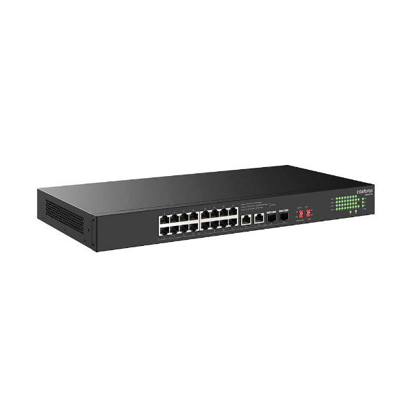 Imagem de Switch Intelbras S1118F-PA, 16P Fast Ethernet PoE, 4P Uplink Gigabit - 4760128