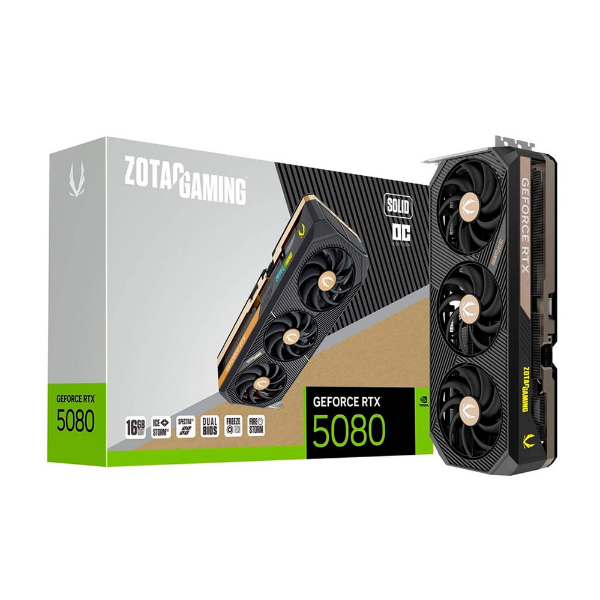 Imagem de PLACA DE VIDEO ZOTAC GEFORCE RTX 5080 SOLID OC 16GB GDDR7 256BITS ZT-B50800J-10P