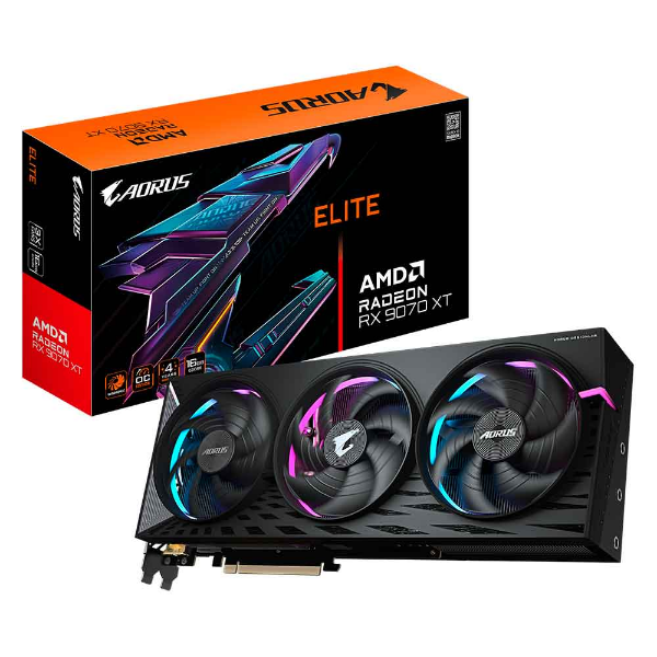 Imagem de PLACA DE VIDEO GIGABYTE RX 9070 XT ELITE RADEON 16GB GDDR6 256BITS GV-R9070XTAORUSE-16GD
