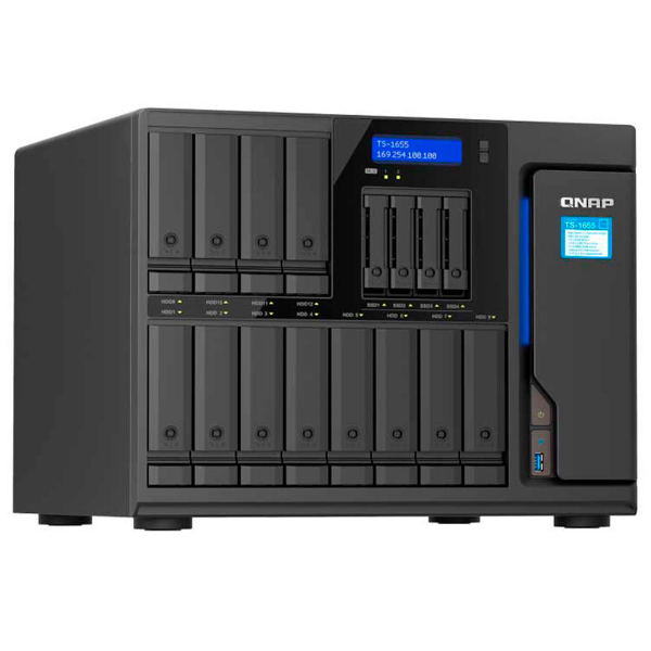 Imagem de STORAGE NAS QNAP 16 BAIAS INTEL ATOM 8-CORE 8GB RAM DDR4 2X LAN 4P USB - TS-1655-8G-US