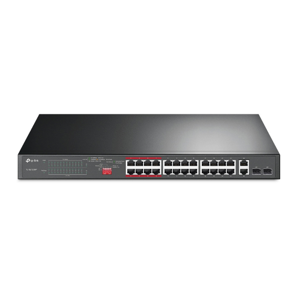 Imagem de SWITCH POE+ 24 PORTAS TP-LINK 10/100 Mbps e 2 PORTAS GIGABIT TL-SL1226P