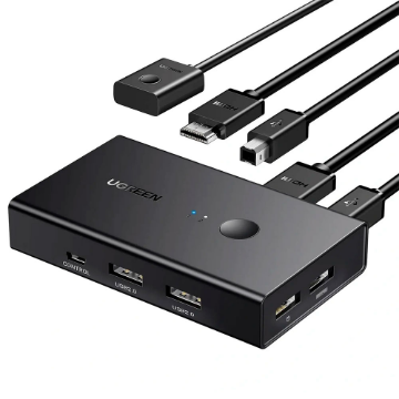 Mostrar detalhes de SWITCH KVM UGREEN 4K COM 4P USB 2.0/2P USB-B IN/HDMI OUT/2P HDMI IN - CM200 Imagem de SWITCH KVM UGREEN 4K COM 4P USB 2.0/2P USB-B IN/HDMI OUT/2P HDMI IN - CM200
