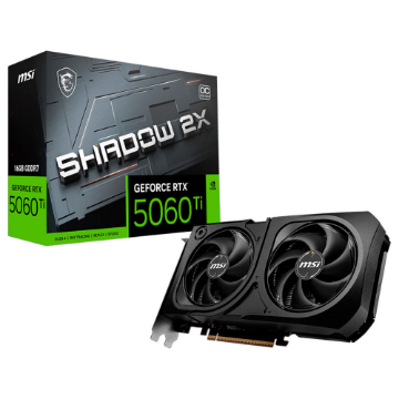 Mostrar detalhes de PLACA DE VIDEO MSI GEFORCE RTX 5060 TI SHADOW 2X OC PLUS 16GB GDDR7 128BITS  912-V535-029 Imagem de PLACA DE VIDEO MSI GEFORCE RTX 5060 TI SHADOW 2X OC PLUS 16GB GDDR7 128BITS  912-V535-029
