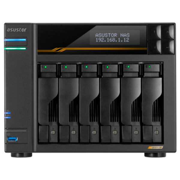 Imagem de STORAGE NAS ASUSTOR TORRE S/HD 6 BAIAS AMD RYZEN V3C14 2 PORTAS LAN 5GB E 2 10GB - AS6806T-US