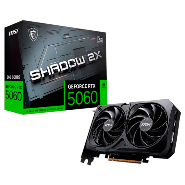Imagem de PLACA DE VIDEO MSI GEFORCE RTX 5060 SHADOW 2X OC 8GB GDDR7 128BITS 912-V537-056