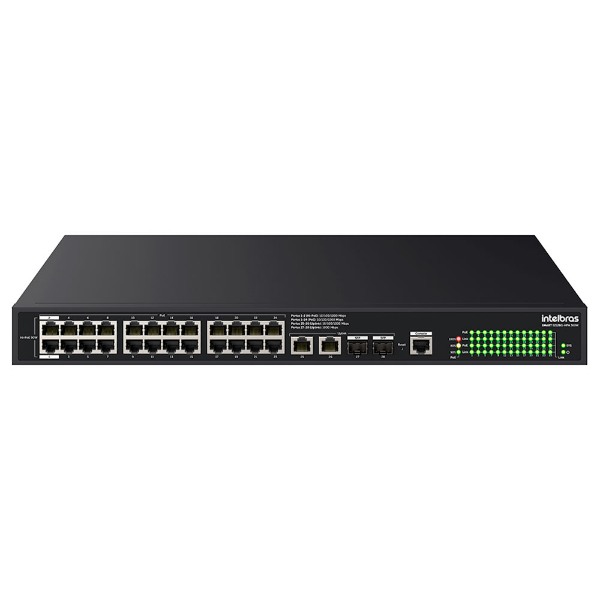 Imagem de SWITCH INTELBRAS SMART 24 PORTAS GIGABIT POE E 2 PORTAS UPLINK MAIS 2 SFP S2128G-HPA 360W - 4760133
