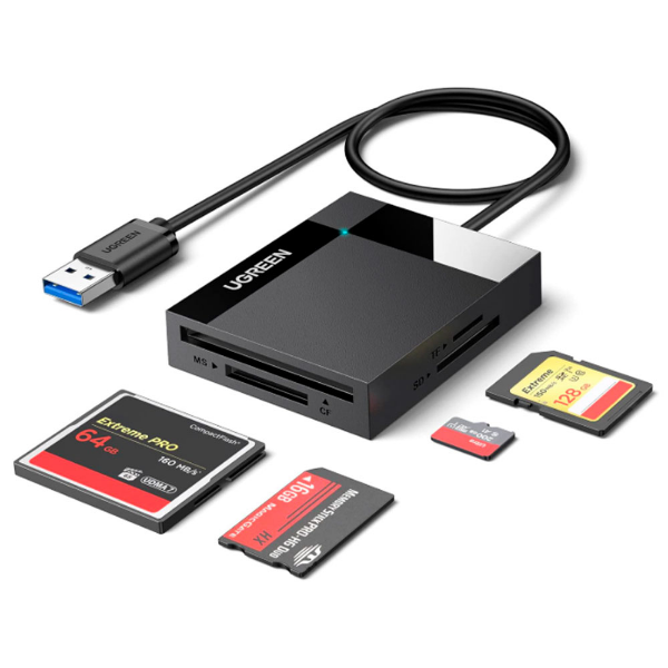 Imagem de LEITOR DE CARTAO SD UGREEN 4 PORTAS E USB-A DE 5GBPS PRETO - CR125