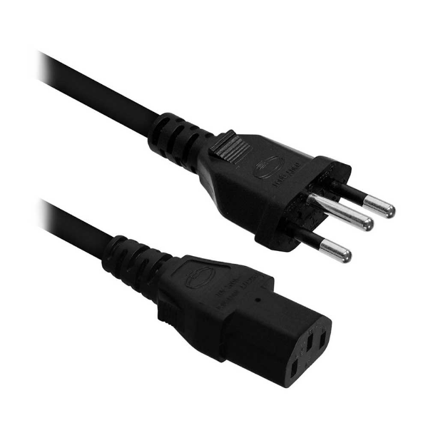 Imagem de CABO DE FORCA BRAZIL PC P/ MONITOR E GABINETE PADRAO NOVO 1,2M PRETO - 44561
