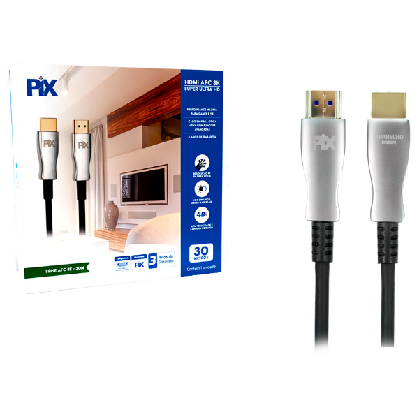 Imagem de CABO HDMI 2.1 - 8K HDR - 32AWG - 30M - FIBRA OTICA ATIVA (USO INTERNO)