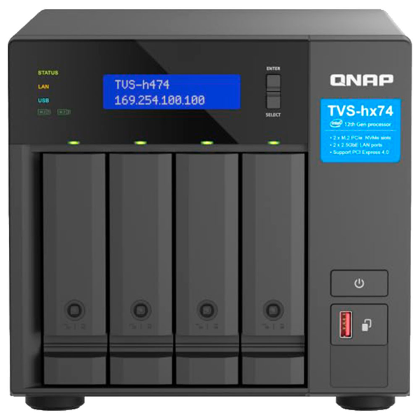 Imagem de STORAGE NAS QNAP 4 BAIAS INTEL PENTIUM GOLD G7400 COM 2 PORTAS 2.5GB - TVS-H474-PT-8G-US