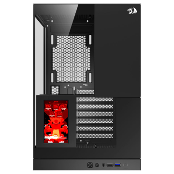 GABINETE GAMER REDRAGON ETERNAL PRO COM TELA LCD SEM FAN PRETO CA-613B