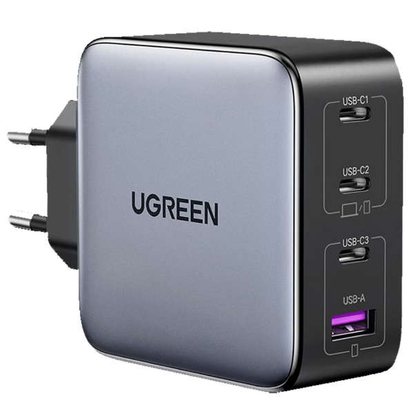 Imagem de CARREGADOR UGREEN 100W GAN 3 PORTAS USB-C + 1 PORTA USB-A - CD226